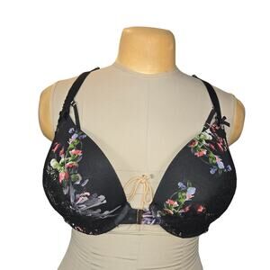 Cacique 40DD Floral Boost Plunge Bra Padded Underwire Racerback Front‎ Closure